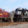 This is the three colors seen in the Seaford yard. Maroon from MDDE Short Line from Federalsburg, MD, black of Norfolk Southern, and the old Conrail blue.
